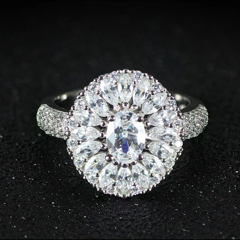 .925 Sterling Silver 3 Carat White Sapphire Ring